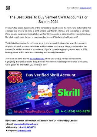 The Best Sites To Buy Verified Skrill Accounts For Sale In 2024