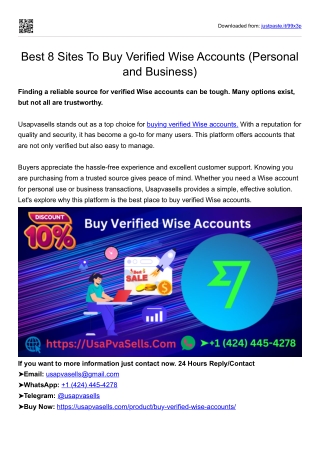 Best 8 Sites To Buy Verified Wise Accounts (Personal and Business)