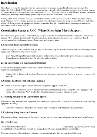**Consultation Spaces at UCC: Where Knowledge Meets Support**