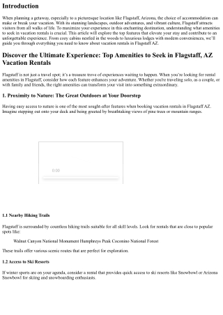 Discover the Ultimate Experience: Top Amenities to Seek in Flagstaff, AZ Vacatio