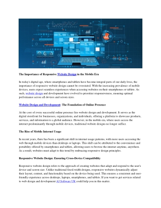 The Importance of Responsive Website Design in the Mobile Era