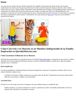 Cuidado y Amor: Cómo Hacer de tu Querida Mascota una Parte Fundamental de tu Fam