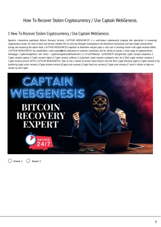 What is the best company to recover crypto? Hire CAPTAIN WEBGENESIS