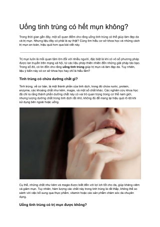 Uống tinh trùng có hết mụn không