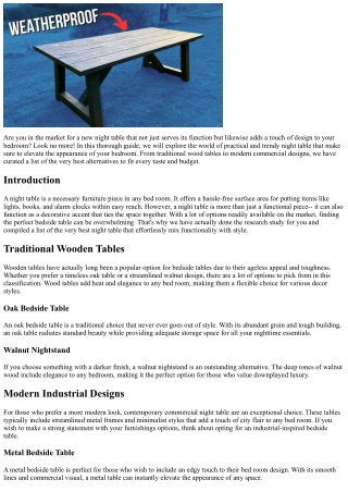 Functional and Trendy: The Very Best Night Table