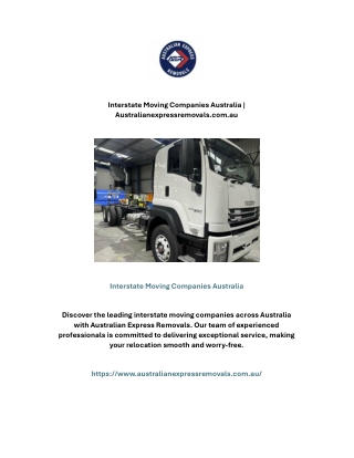 Interstate Moving Companies Australia | Australianexpressremovals.com.au