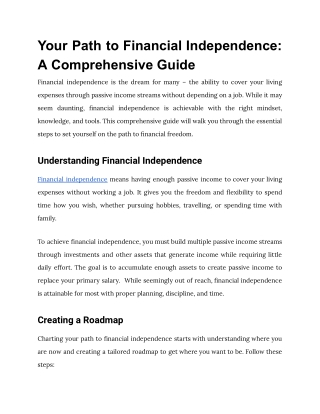 Your Path to Financial Independence_ A Comprehensive Guide