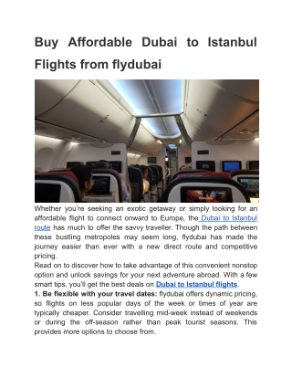 Buy Affordable Dubai to Istanbul Flights from flydubai