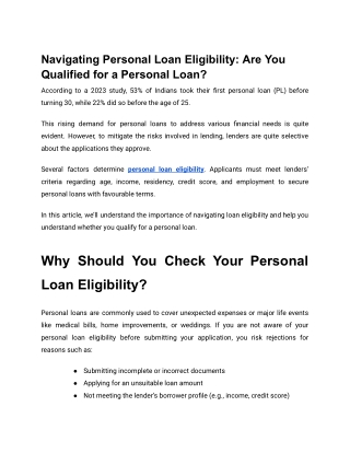 Navigating Personal Loan Eligibility_ Are You Qualified for a Personal Loan