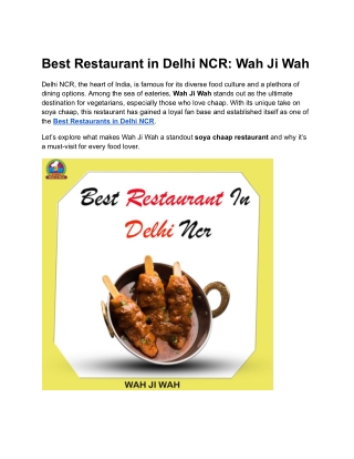 Best Restaurant in Delhi NCR: Wah Ji Wah