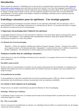Emballages saisonniers pour les spiritueux : Une stratégie gagnante