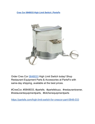 Cres Cor 0848033 High Limit Switch _ PartsFe
