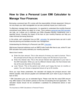 How to Use a Personal Loan EMI Calculator to Manage Your Finances - Copy