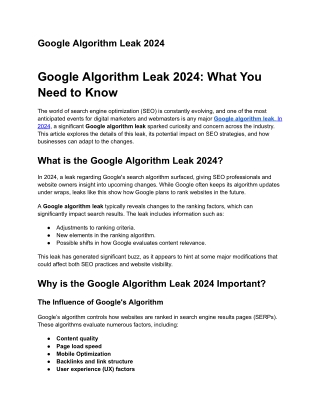 Google Algorithm Leak 2024