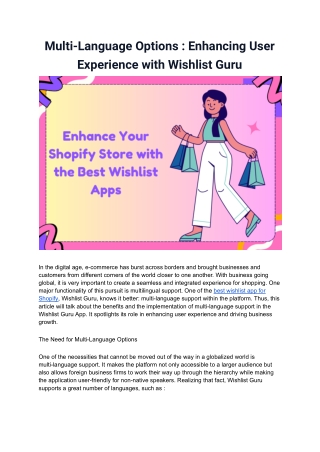 Multi-Language Options : Enhancing User Experience with Wishlist Guru