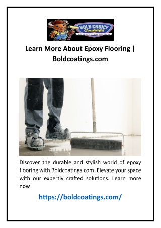 Learn More About Epoxy Flooring | Boldcoatings.com