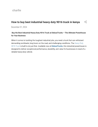 How to buy best industrial heavy duty 9016 truck in kenya