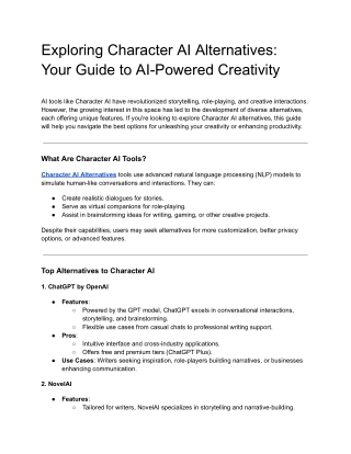 Exploring Character AI Alternatives_ Your Guide to AI-Powered Creativity