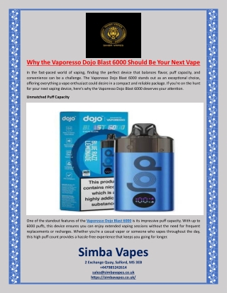 Why the Vaporesso Dojo Blast 6000 Should Be Your Next Vape