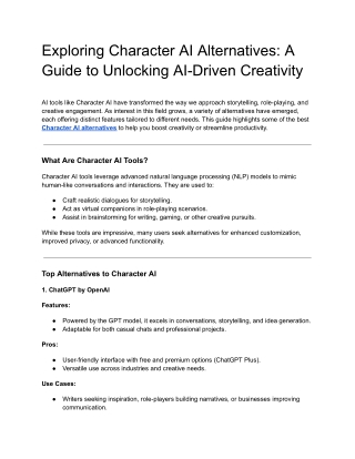 Exploring Character AI Alternatives_ A Guide to Unlocking AI-Driven Creativity