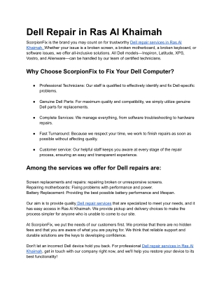 Dell Repair in Ras Al Khaimah