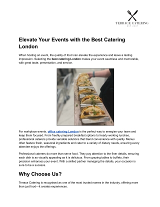 Elevate Your Events with the Best Catering London