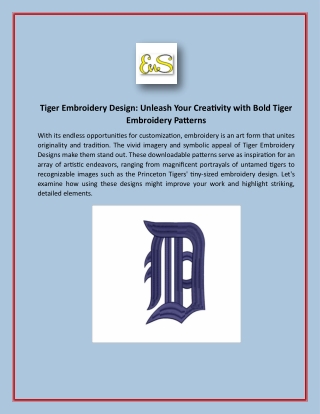 Tiger Embroidery Design - Unleash Your Creativity with Bold Tiger Embroidery Patterns