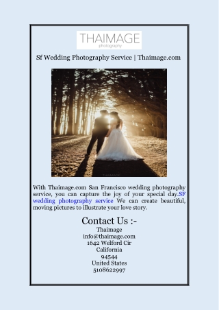 Sf Wedding Photography Service | Thaimage.com