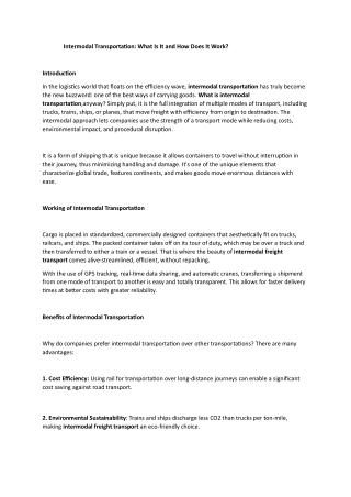 Intermodal Transportation