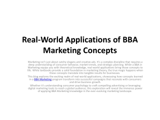 Real-World Applications of BBA Marketing Concepts