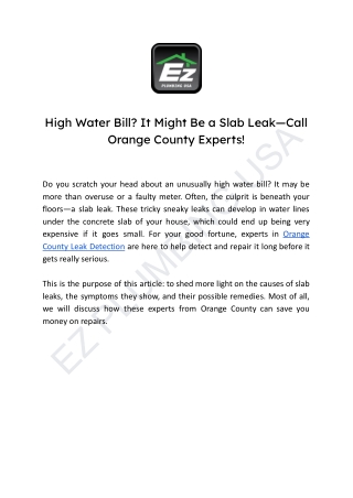 High Water Bill_ It Might Be a Slab Leak—Call Orange County Experts!