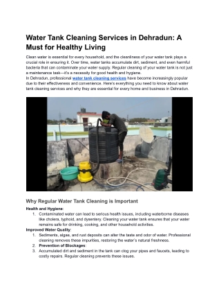 Water Tank Cleaning Services in Dehradun_ A Must for Healthy Living