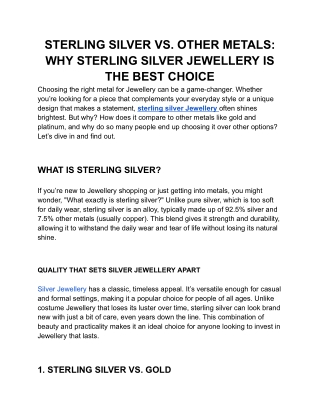 STERLING SILVER VS. OTHER METALS: WHY STERLING SILVER JEWELLERY IS THE BEST CHOI