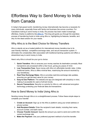 Effortless Way to Send Money to India from Canada