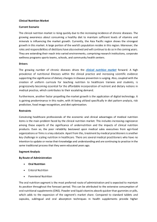 Global Clinical Nutrition Market Forecast USD 21.85 Billion by 2032