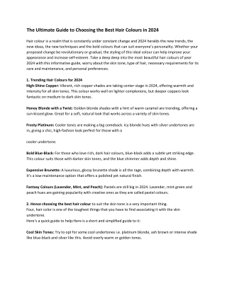 The Ultimate Guide to Choosing the Best Hair Colours in 2024....