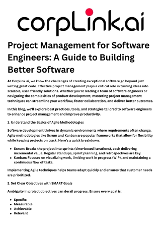 Project Management for Software Engineers A Guide to Building Better Software