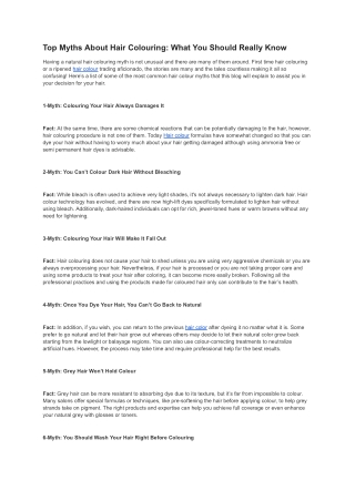 Top Myths About Hair Colouring_ What You Should Really Know
