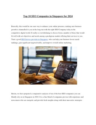 Top 10 SEO Companies in Singapore for 2024