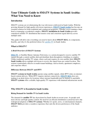 Your Ultimate Guide to SMATV Systems in Saudi Arabia