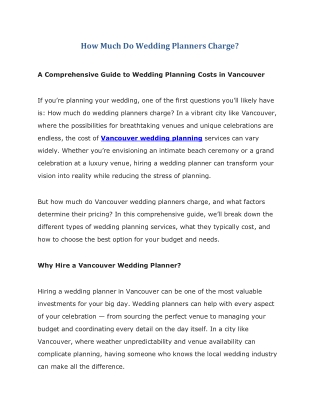 How Much Do Wedding Planners Charge?