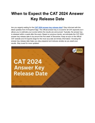 When to Expect the CAT 2024 Answer Key Release Date