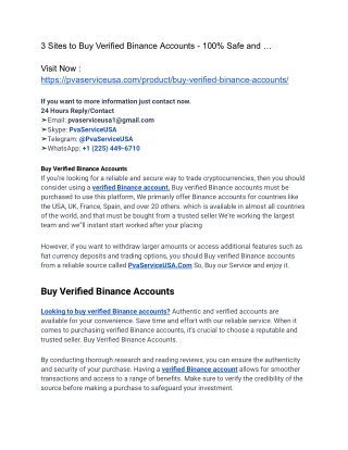 New Year To Buy Verified Binance Accounts In 2024-2025 CA PvaServiceUSA