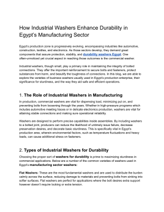 How Industrial Washers Enhance Durability in Egypt’s Manufacturing Sector