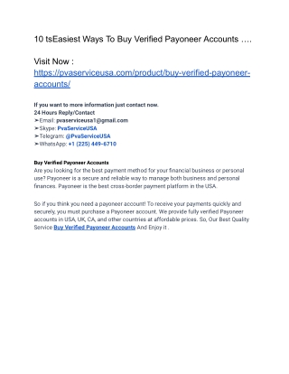 Buy Verified Payoneer Accounts In CA 2024-2025