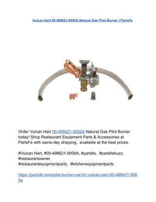 Vulcan Hart 00-498621-0000A Natural Gas Pilot Burner _ PartsFe