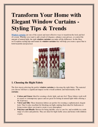 Style Your Home with Window Curtains