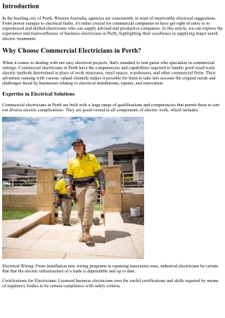 Commercial Electricians in Perth: Excellence in Electrical Solutions