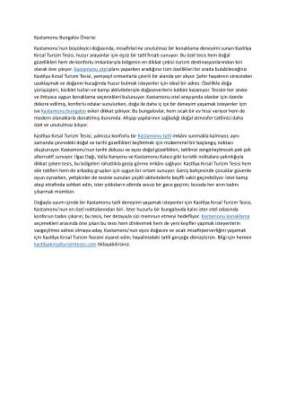 Kastamonu Bungalov Onerisi