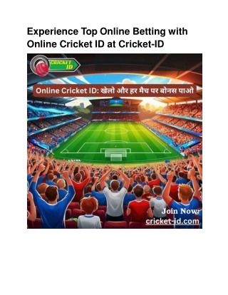 Experience Top Online Betting with Online Cricket ID at Cricket-ID